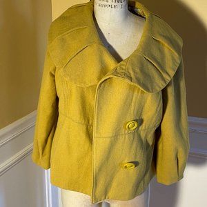 Fancy Collared 3/4 Sleeve Mustard Coat